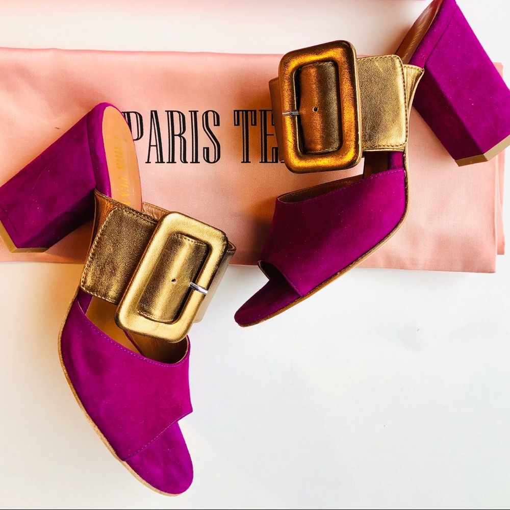 Paris Texas Buckle Heeled Slides - Picture 1 of 8
